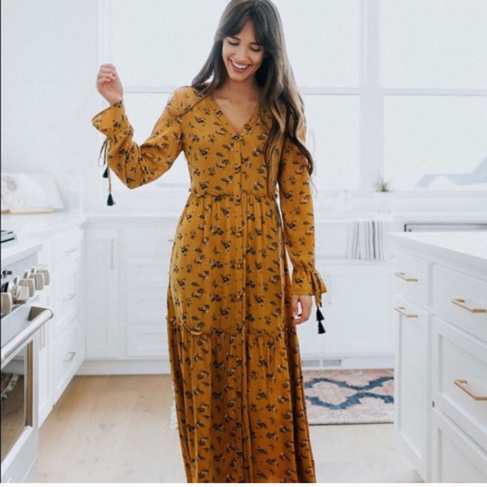 Yellow boho clad and cloth maxi